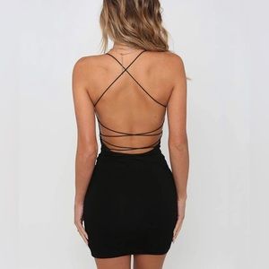 Just Quella Backless Spaghetti Straps Clubwear Mini Dress | Women’s Size S